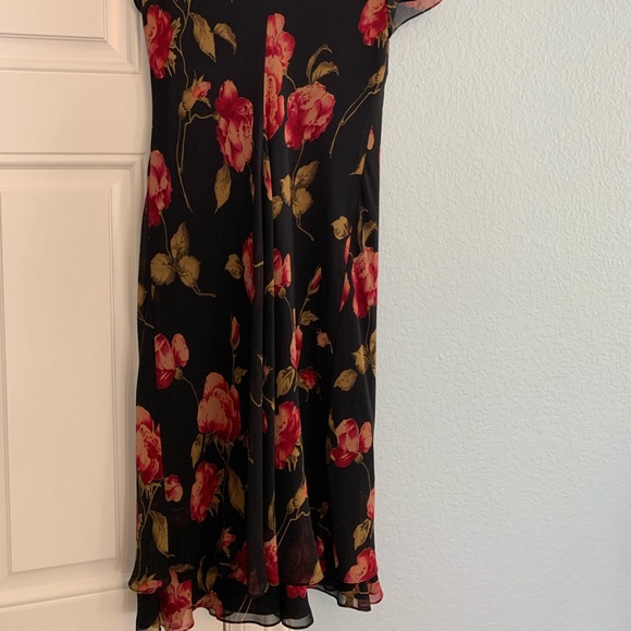 Talbots Petites Sheer Layered Floral Dress Sz 4 - Picture 3 of 5
